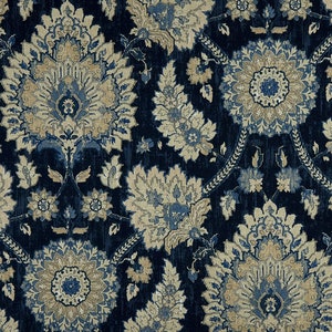 Bold Floral Waverly shades of blue taupe Dark blue Faux Roman Shade. Flat Roman Shade Valance. Fake Roman Shade Valance. Fake Valance