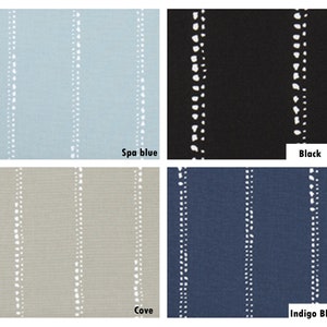 Faux Roman Shade. Flat Roman Shade Valance. Fake Roman Shade Valance. Spa blue Valance. Black White.  Blue Valance Stripe Valance