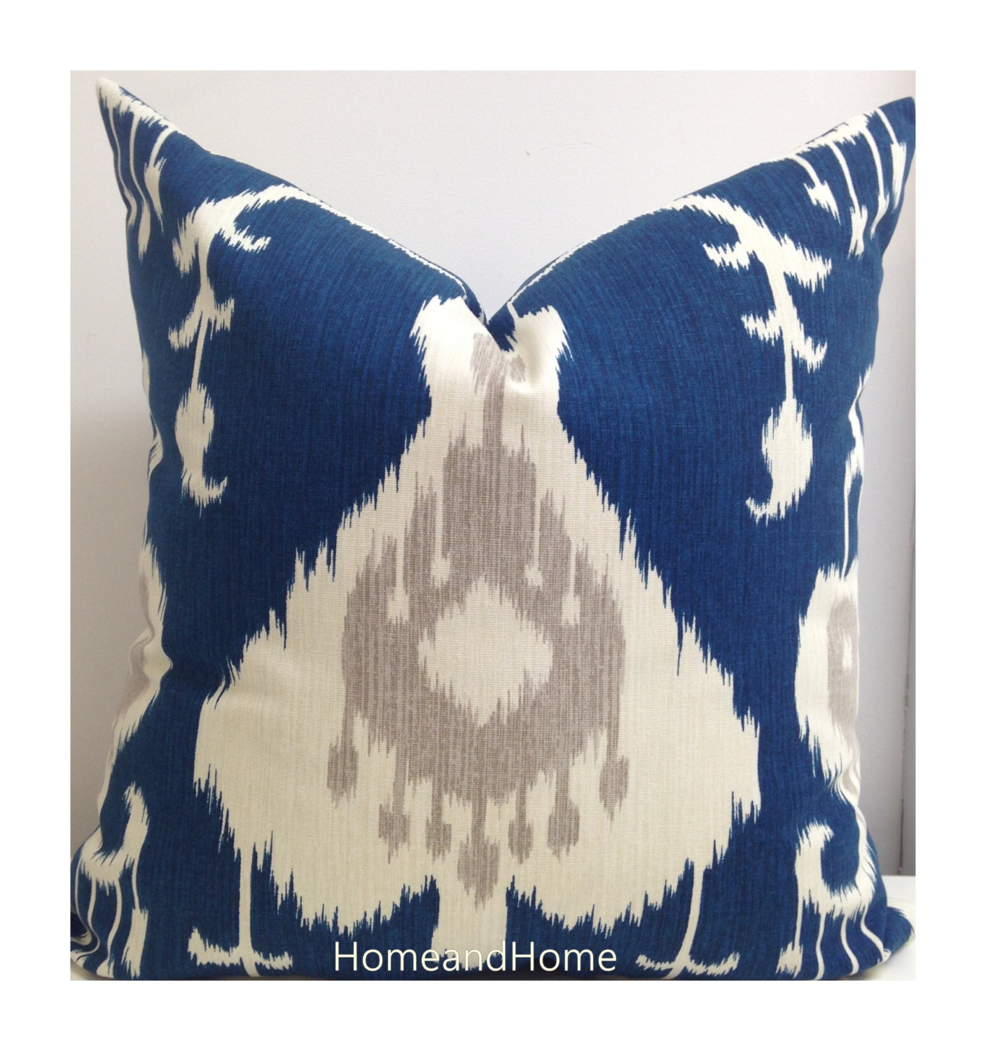 navy ikat pillow