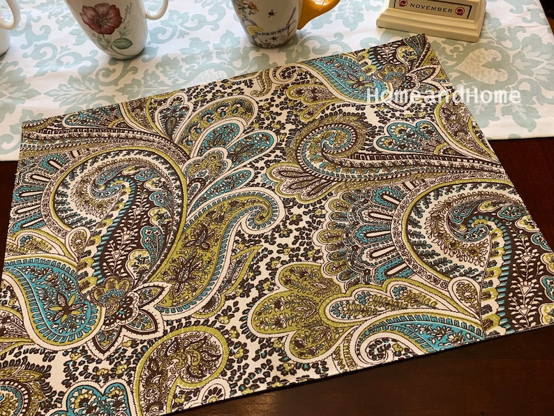 ONE Placemats 13 x 18 lined Placemats Paisley Brown Natural Etsy