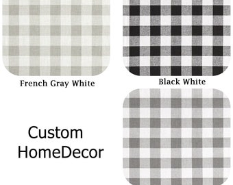 Faux Romeinse schaduw. Platte Romeinse schaduw Valance. Nep Romeinse schaduw Valance. Valse Valance Plaid valance, Check valance Plaid Valance. Grijs Zwart