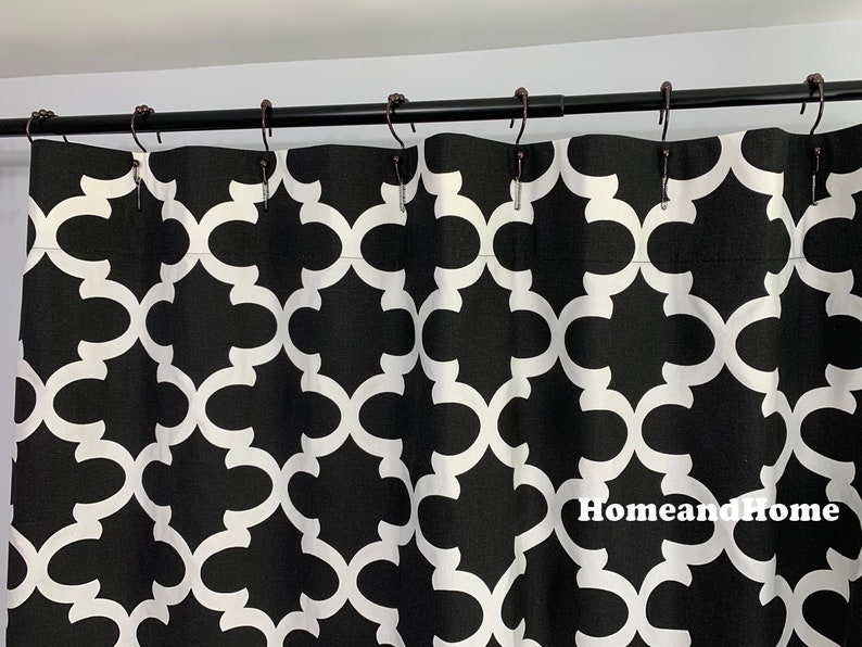 Black Shower Curtain Long Shower Curtain Extra Wide Shower Etsy