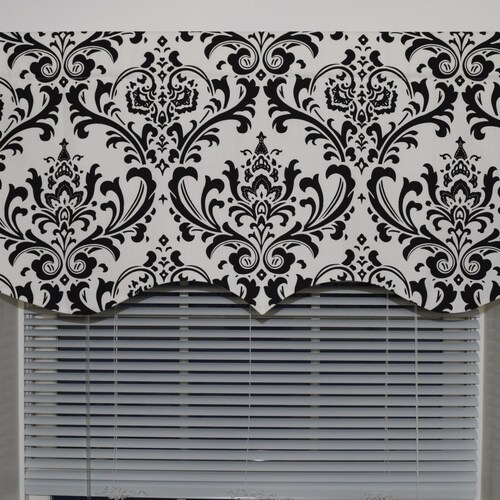 Scalloped Valance 52 X 16 50 X 16 Lined Window Valance Damask Etsy