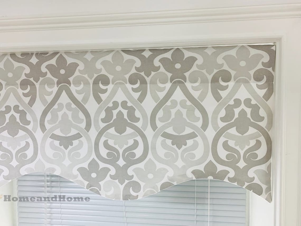 Light Gray Valance Gray Scalloped Valance Lined Window Valance Etsy India