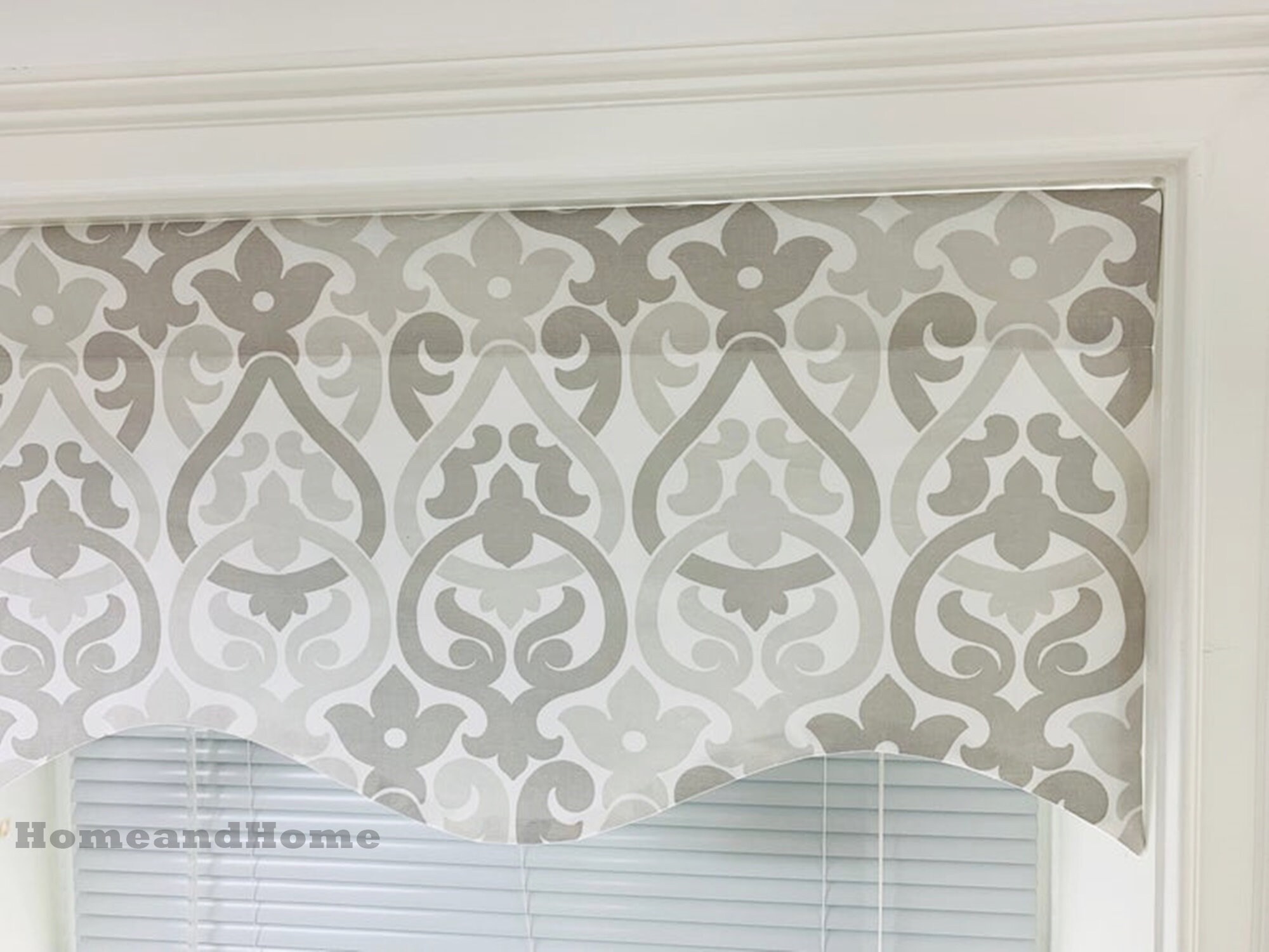 Gray Valance Light Scalloped Valance Lined Window Valance Decorative