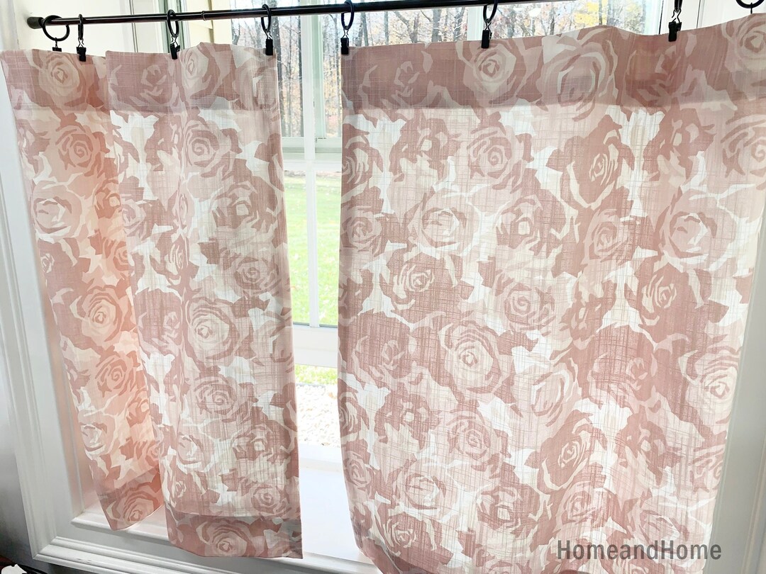 Blush Pink Valance or Cafe Curtains Light Pink Cafe Curtains Slub Linen
