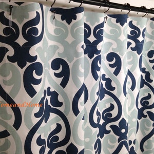 Navy blue Shower curtain Extra long shower curtain Extra wide shower curtain, fabric shower curtain Blue curtains. 72 x 84 108