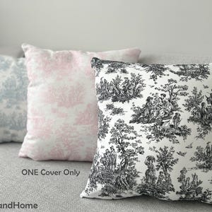 One Toile Pillow cover Nursery Girl Baby Girl Black Light pink Light blue Pillow Cover Euro Shams Throw Pillow lumbar Invisible Zipper 20x20