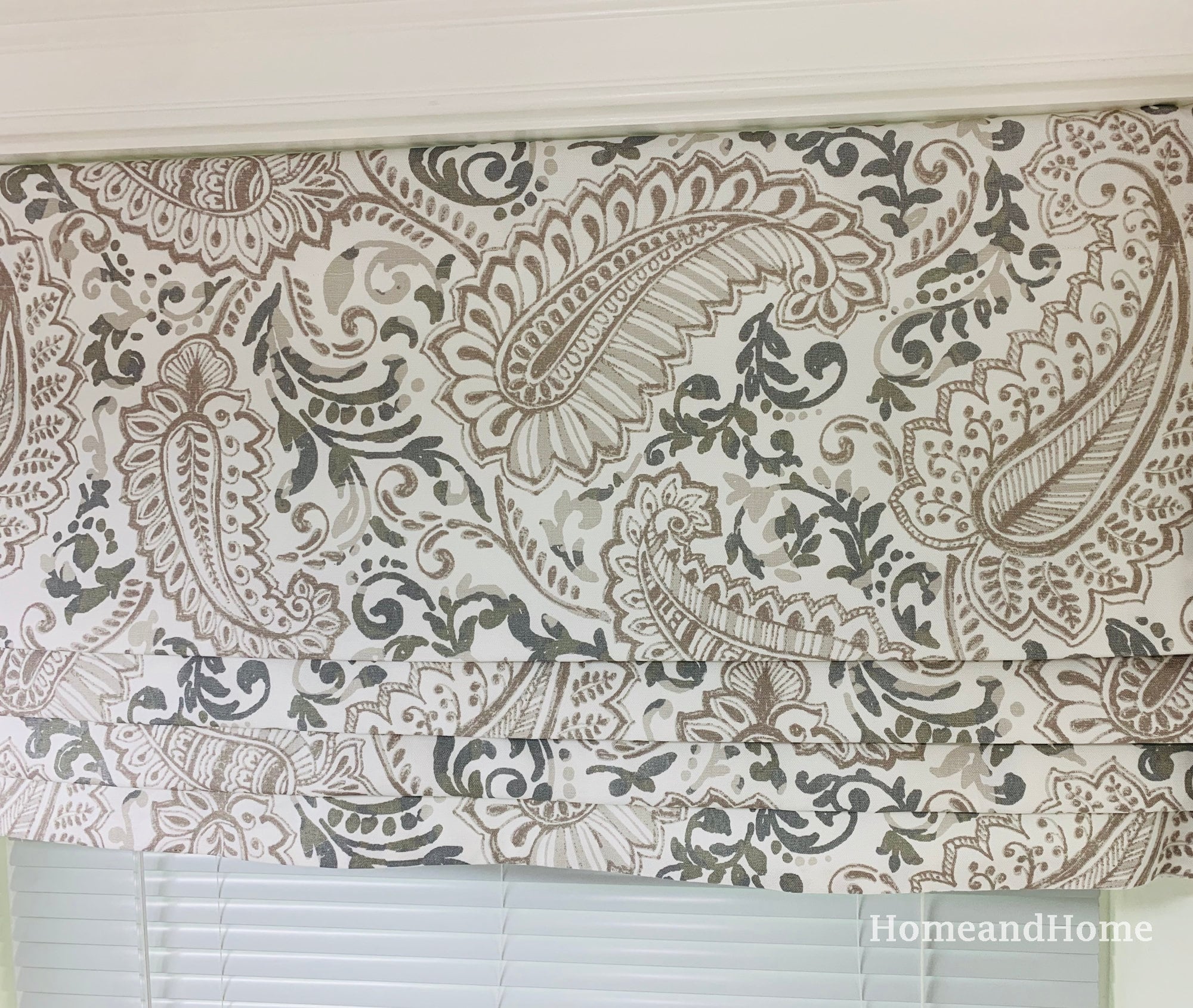 Bold Floral Waverly shades of blue taupe mustard yellow Faux Roman