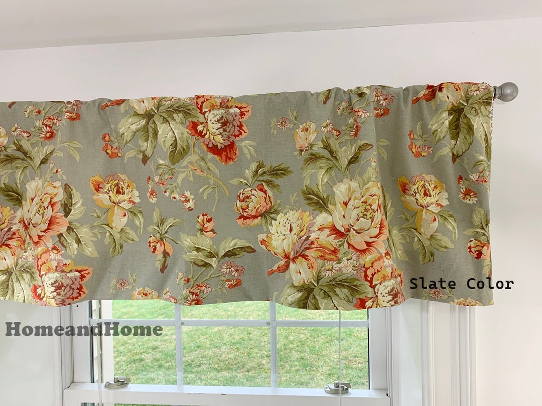 Waverly Valance. Floral Valance Flat Straight Valance Green Etsy