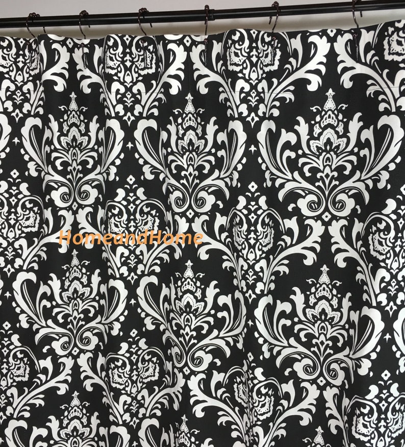 Shower Curtain Damask Shower Curtain Ozbourne Damask Black Etsy