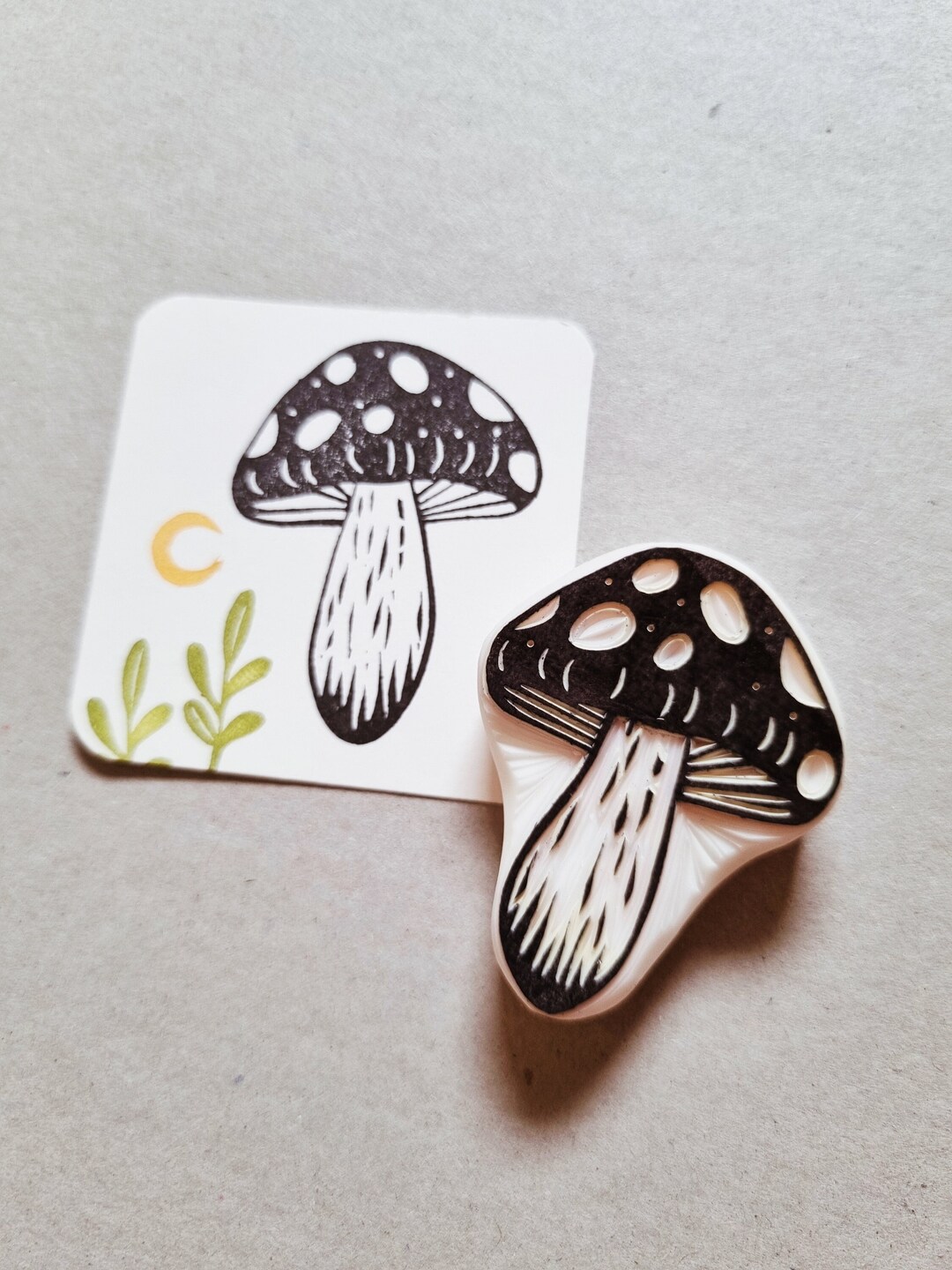 Rubber Stamp | Witchy Mushroom | Hand Carved - Etsy