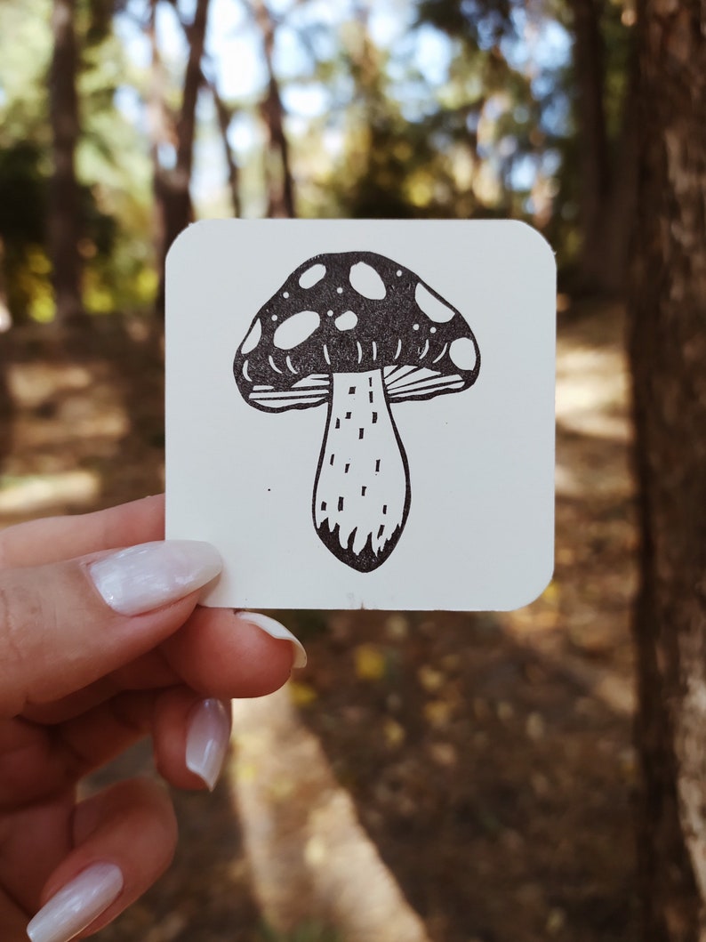 Mushroom Stamp Mushroom Rubber Stamp Autumn Woodland Forest Etsy