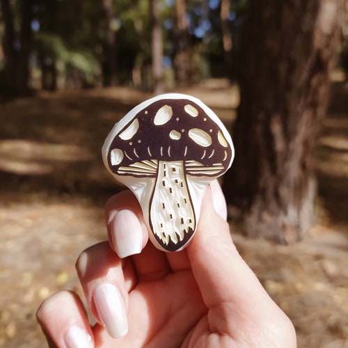 Mushroom Stamp Mushroom Rubber Stamp Autumn Woodland Forest Etsy