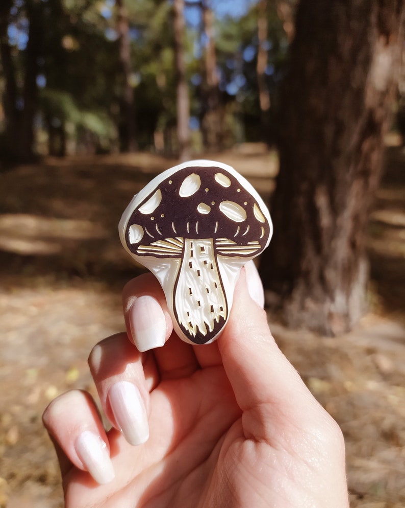 Mushroom Stamp Mushroom Rubber Stamp Autumn Woodland Forest Etsy