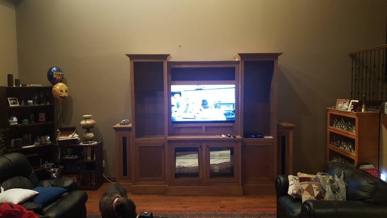 10 Foot Wide Book Case Cabinets With Built In 52inch Tv Image 0