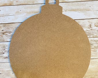 Holliday Ornament Wood Blank, DIY Door Hanger Shape, Unfinished Wood Cutout, Paintable Craft Shape for Christmas