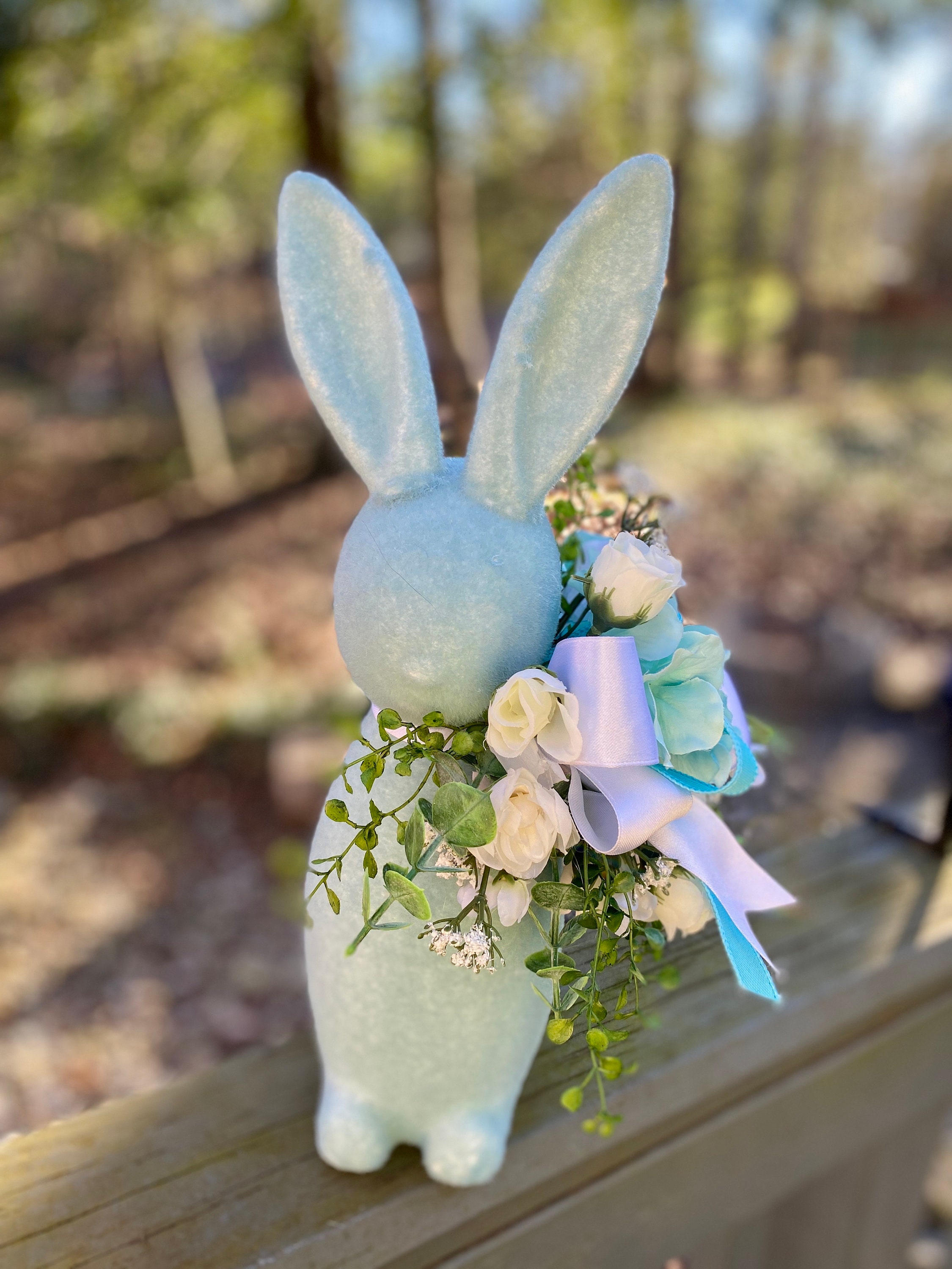Bunny Easter Decoration, Flocked Bunny Table Decor, Bunny Rabbit