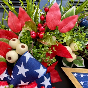 Flag Wreath, Patriotic Floral Grapevine Wreath, July 4th Wreath, July Fourth Americana, America Wreath image 7