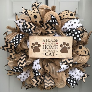 Cat Wreath, Pet Decor, A House is Not a Home Without a Cat, Crazy Cat Lady