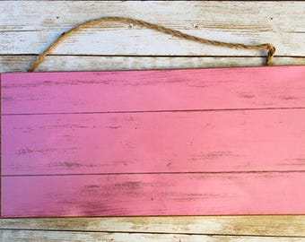 Blank Pink Wood Sign, Hanging Wood Plaque with Rope, DIY Sign for Crafts, Custom Farmhouse Wall Decor