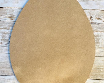 Egg Wood Blank, DIY Door Hanger Shape, Unfinished Wood Cutout, Paintable Craft Shape for Easter Decor