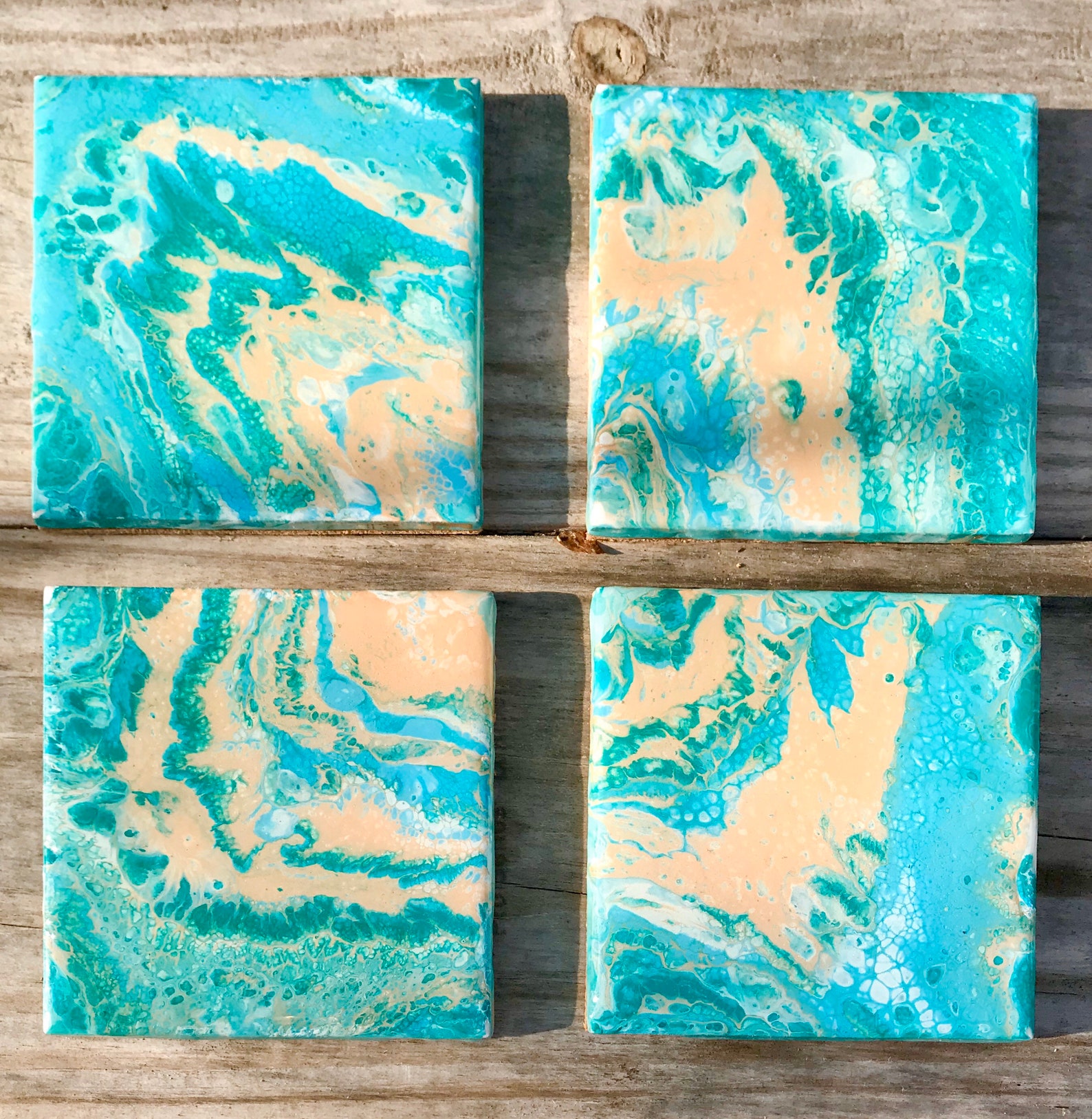 Coasters Set of 4 Hand Painted Ceramic Drink Coasters With Etsy