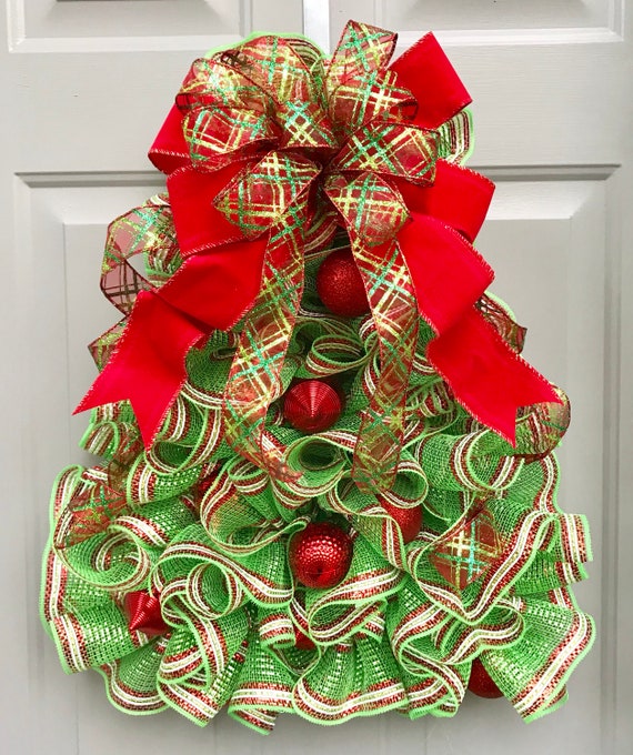 Christmas Tree Deco Mesh Wreath Ornament Wreath Etsy