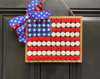 Cork Flag Wall Decor, Patriotic Door Hanger, Fromt Door or Front Porch Decoration