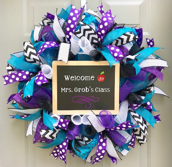 Back to School Sign Gift for Educator Teacher Sign Teacher Wreath Sign ...