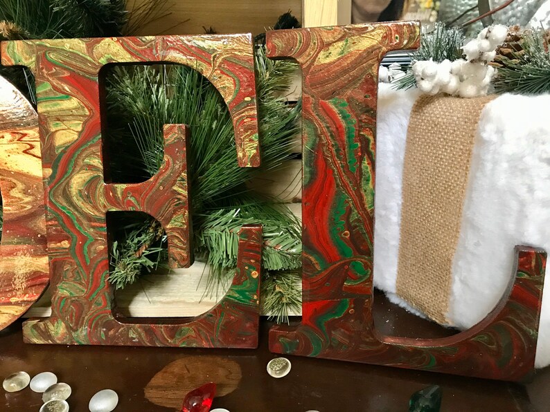 NOEL Painted Letters Hand Painted Christmas Decor for Mantle | Etsy