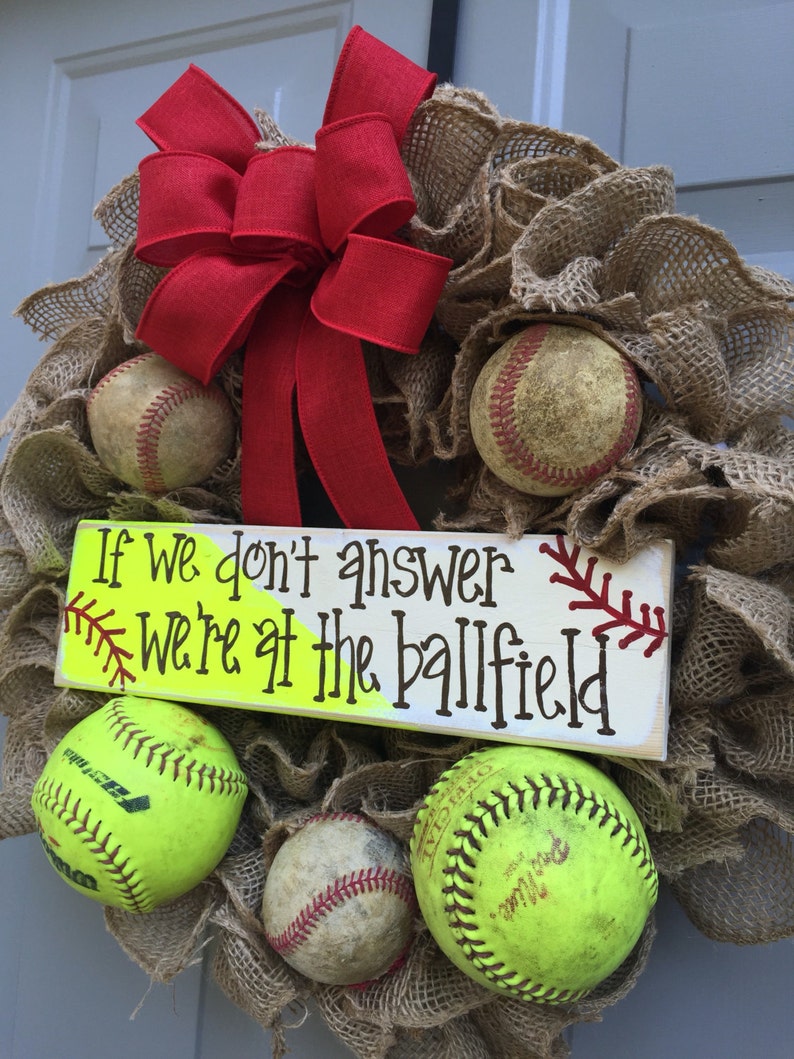 Baseball Softball Wreath for Front Door If We Don't Etsy