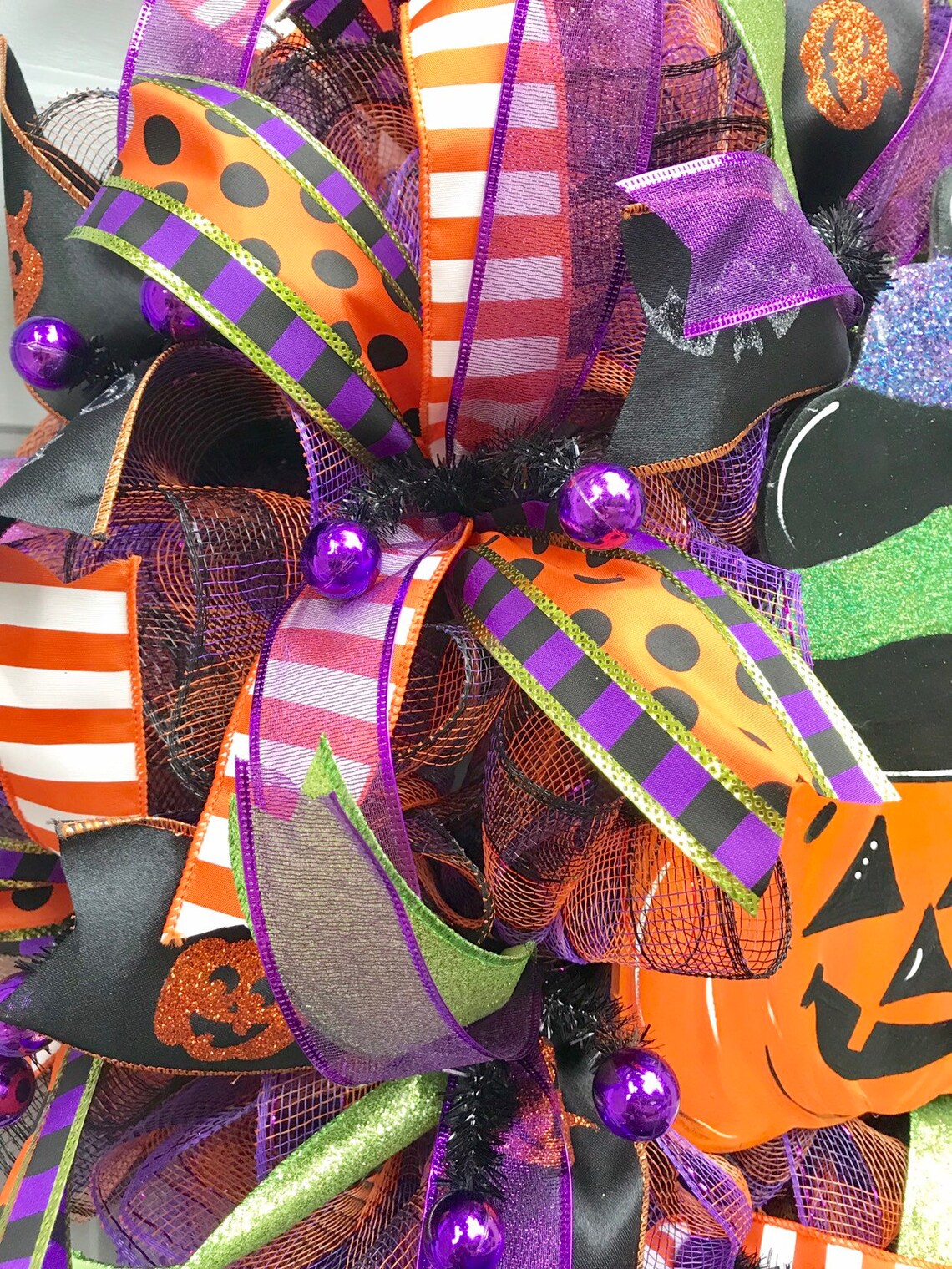 Halloween Pumpkin Wreath Halloween Door Decor Halloween Etsy