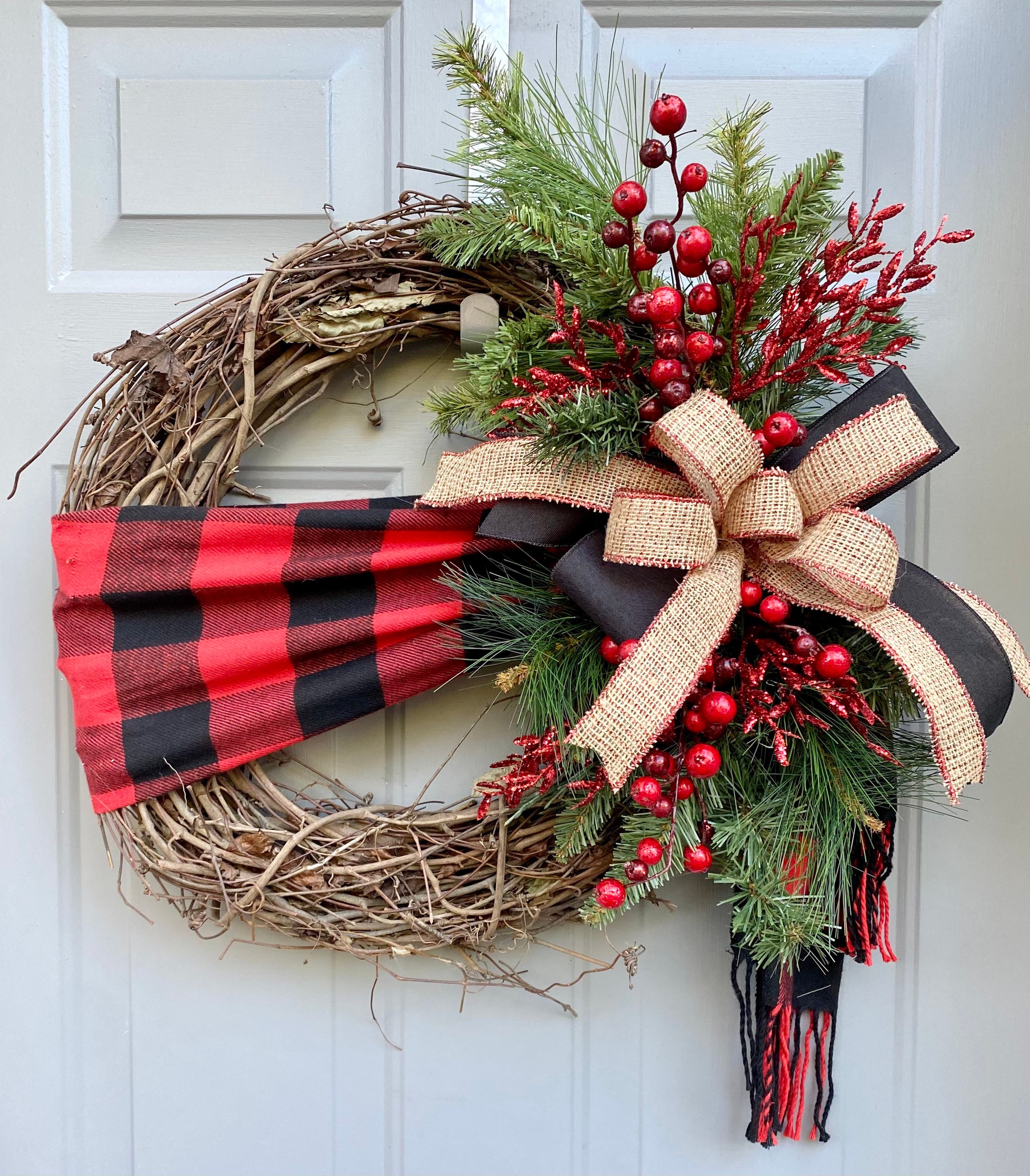Christmas Wreath For Front Door, Red Truck Christmas Wreath, Christmas Wreath