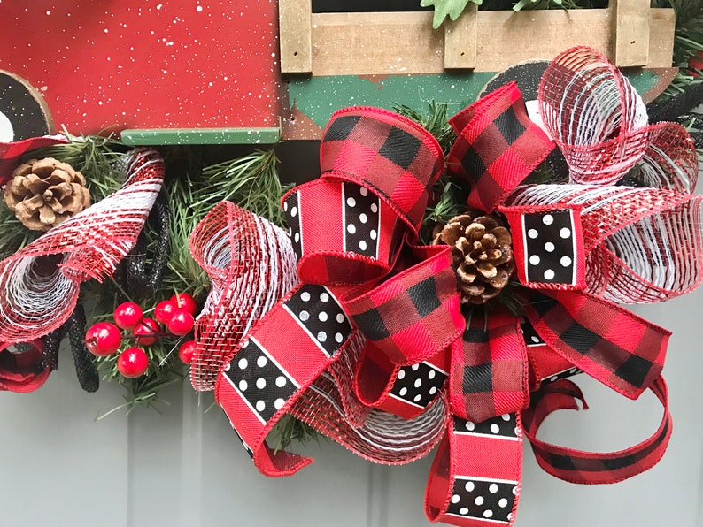 Old Red Truck Christmas Red Truck Wreath Christmas Decor Buffalo Plaid Evergreen