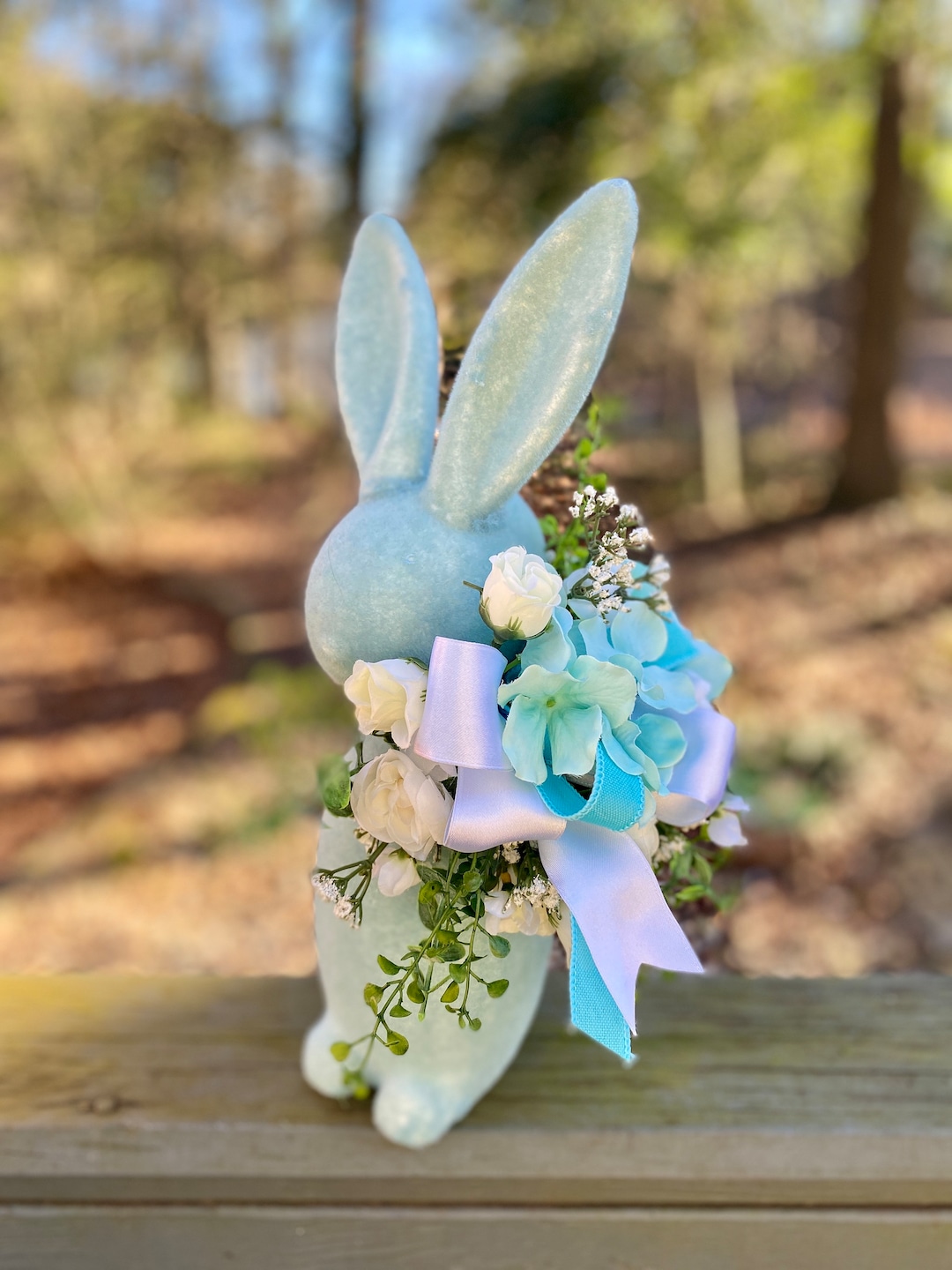 Bunny Easter Decoration, Flocked Bunny Table Decor, Bunny Rabbit