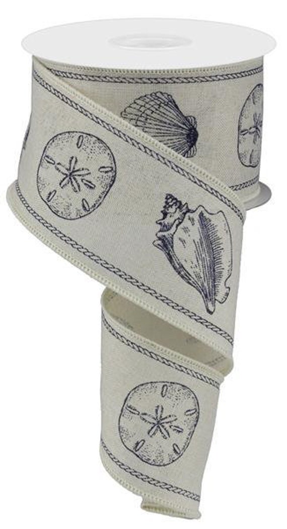 Seashell Ribbon 2.5 Ribbon Shell Ribbon Beach Wreath Etsy