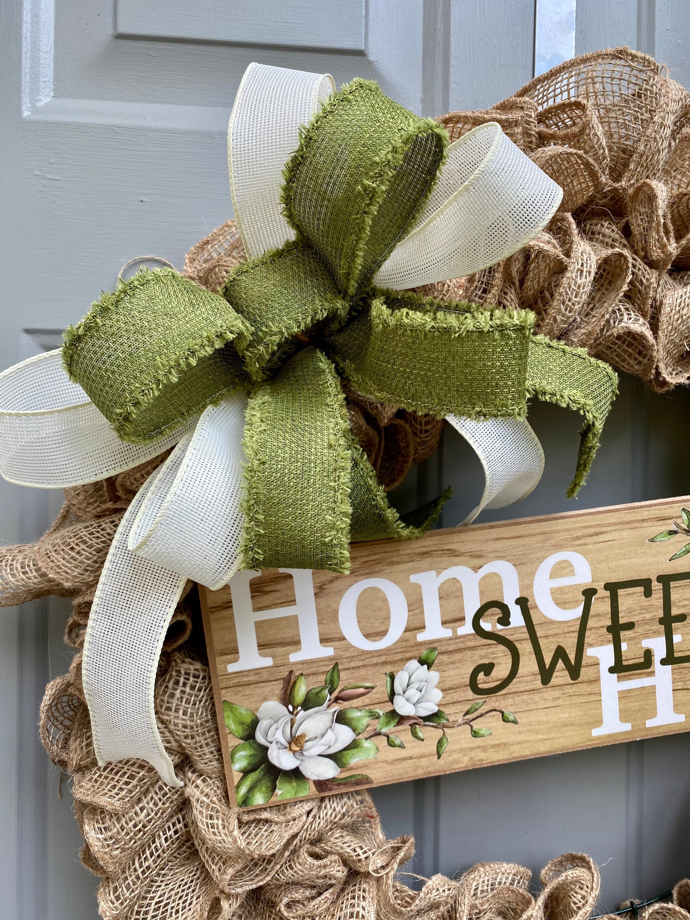 Home Sweet Home Rustic Burlap Wreath Welcome Wreath for Front | Etsy