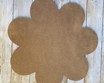 Flower Wood Blank, DIY Door Hanger Shape, Unfinished Wood Cutout, Paintable Craft Shape for Spring or Summer Decor