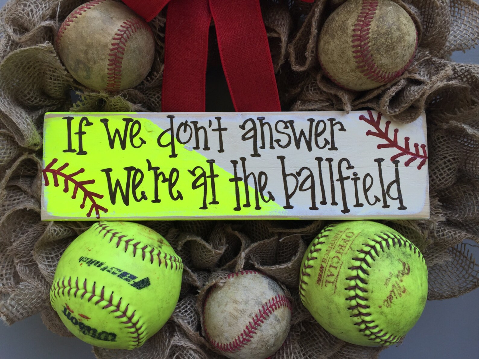 Baseball Softball Wreath for Front Door If We Don't Etsy