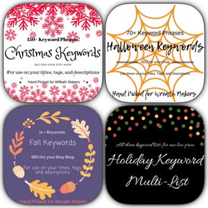Holiday Keywords, Christmas Keywords, Halloween SEO, SEO Keywords, Etsy SEO, Etsy Keywords, Wreath Keywords, Fall Keywords