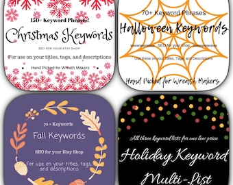 Holiday Keywords, Christmas Keywords, Halloween SEO, SEO Keywords, Etsy SEO, Etsy Keywords, Wreath Keywords, Fall Keywords