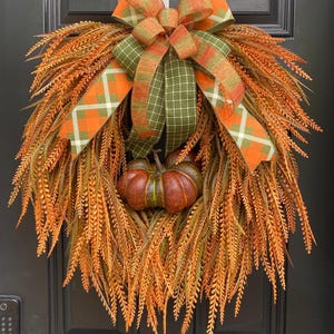 Greenery Wreath for Front Door, Bead Grass Everyday Door Decor, New Home Gift