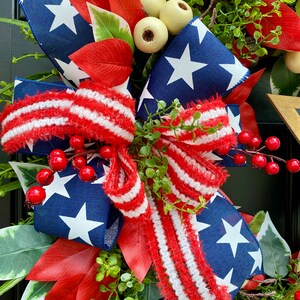 Flag Wreath, Patriotic Floral Grapevine Wreath, July 4th Wreath, July Fourth Americana, America Wreath image 4