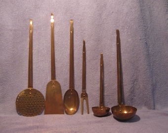 Vintage Set of Revere Ware Copper Kitchen Utensils Set of Six Hangable Kitchen Cooking Utensils Korea