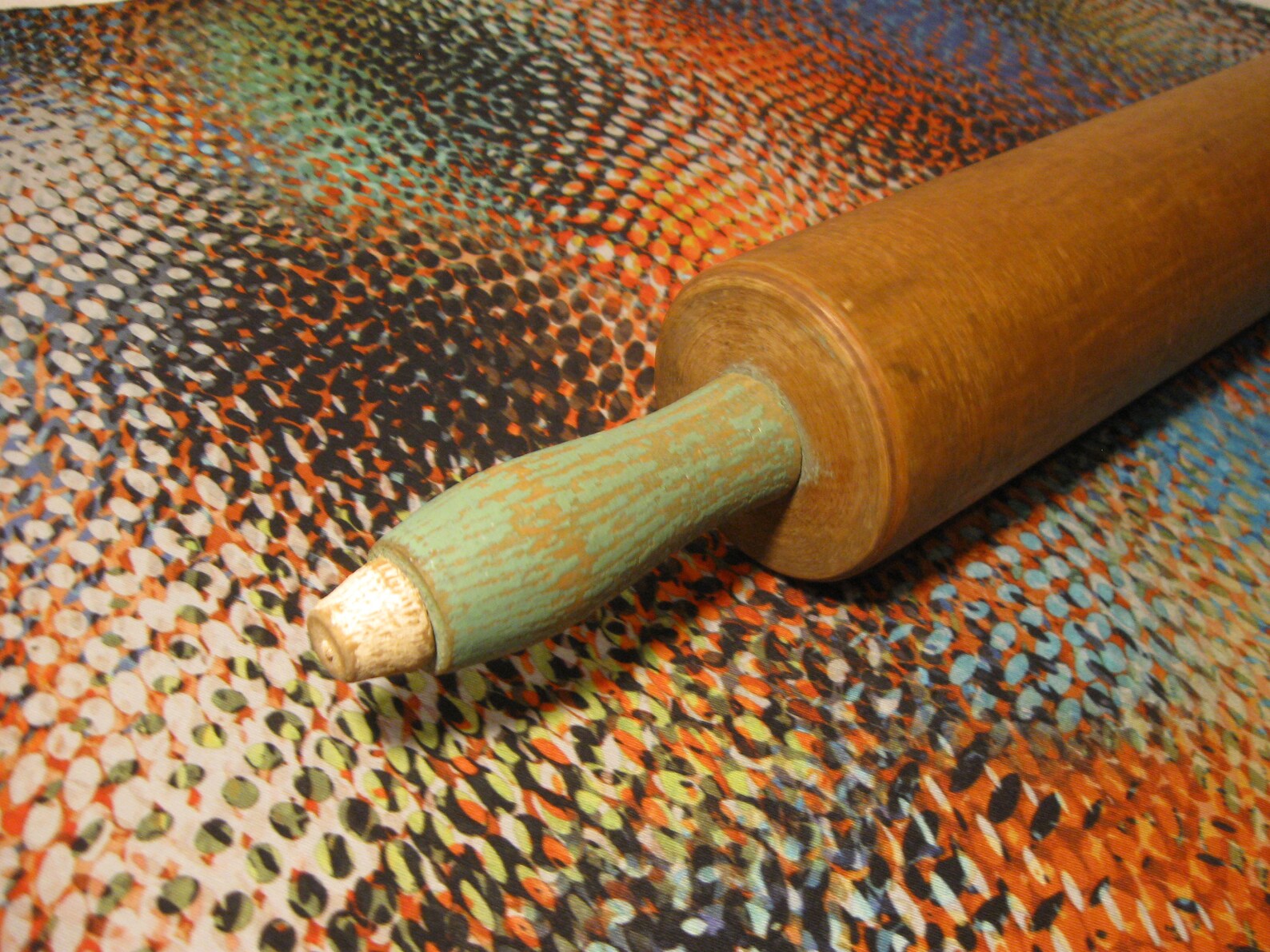 Vintagewood Rolling Pin Handles Move Chippy Green Handles Etsy