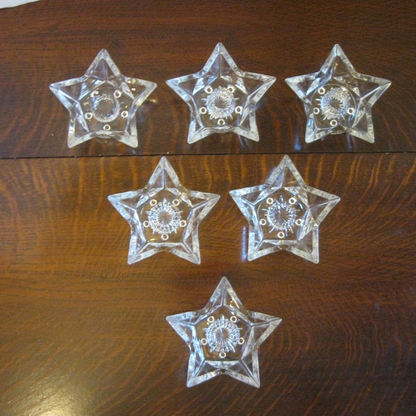 Vintage Glass Star Taper Candle Holders With  Have Four   Sold Individually