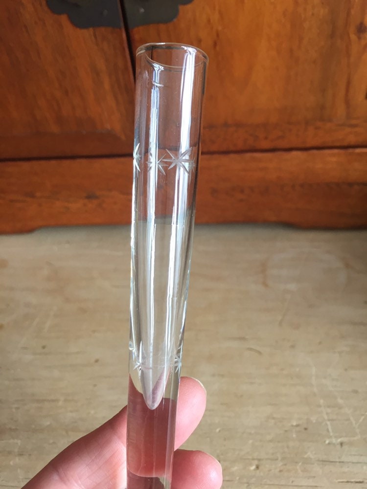 Vintage Clear GLASS BUD VASE Single Stem Vase Art Glass Cut Etsy UK