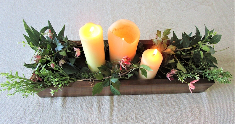 View of Wooden Table CENTREPIECE Handmade Reclaimed Wood Stained & Waxed Wooden ...