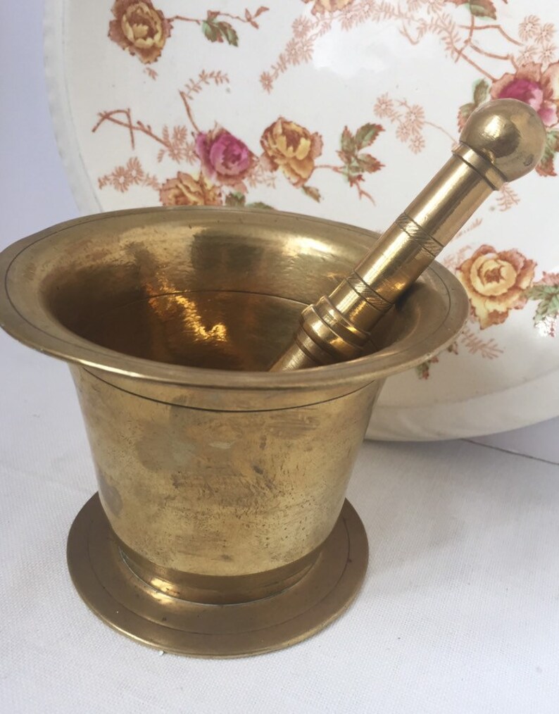 Antique Brass Mortar & Pestle Brass APOTHECARY or Herb and Etsy